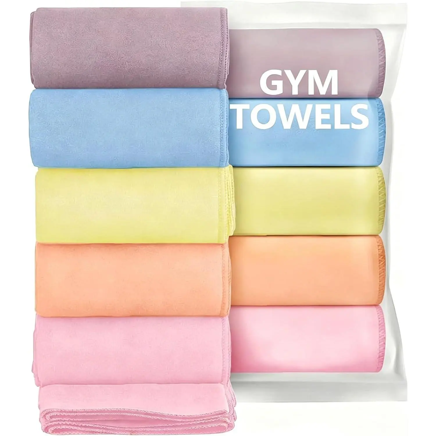 Microfiber Gym Towels - Quick Dry, Highly Absorbing, Odor-Free, for Women & Men - Gym Towel for Hot Yoga, Tennis, Working Out, Camping, Set of 5, 16 * 27Inch, Pastel Colors