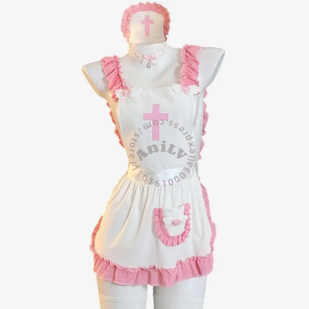 Women's Nurse Maid Cosplay Costume, Sweet Anime 2-Piece Apron and Headband Accessories Set for Parties, Women's Clothes, Clothes