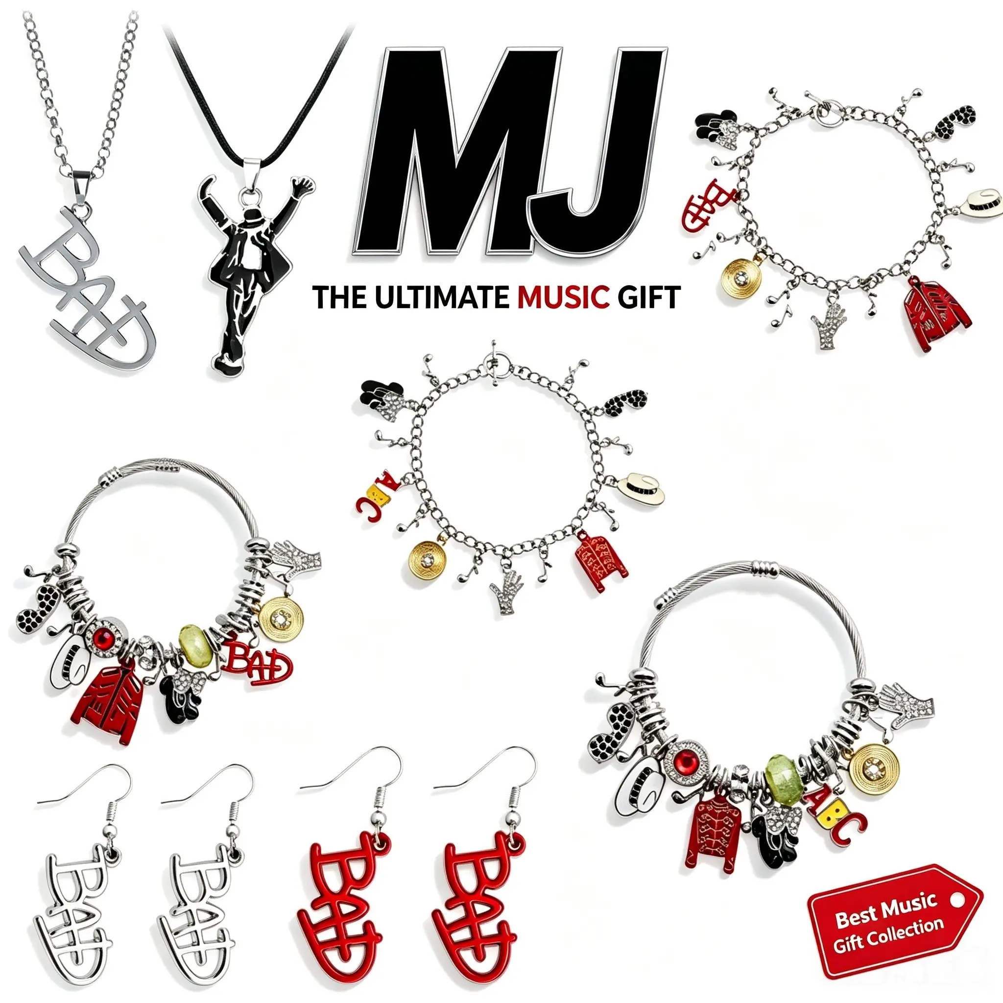 Michael Jackson Bracelet Necklace, Music Keychain Pendant, Mj Gift Item, Perfect for Fans, Unique Accessory for Collectors