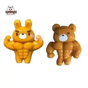 Cute Keychain Squishy Muscular Rabbit Bear Taba Squishy Squeezable Stress Relief Sensory Fidget Toys
