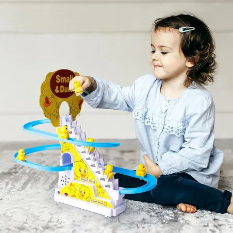 Small Ducks Climbing Toys, Electric Ducks Chasing Race Track Game Set, Playful Musical Light Up Roller Coaster Toy with Led Flashing Lights & Music #TOP PICKS