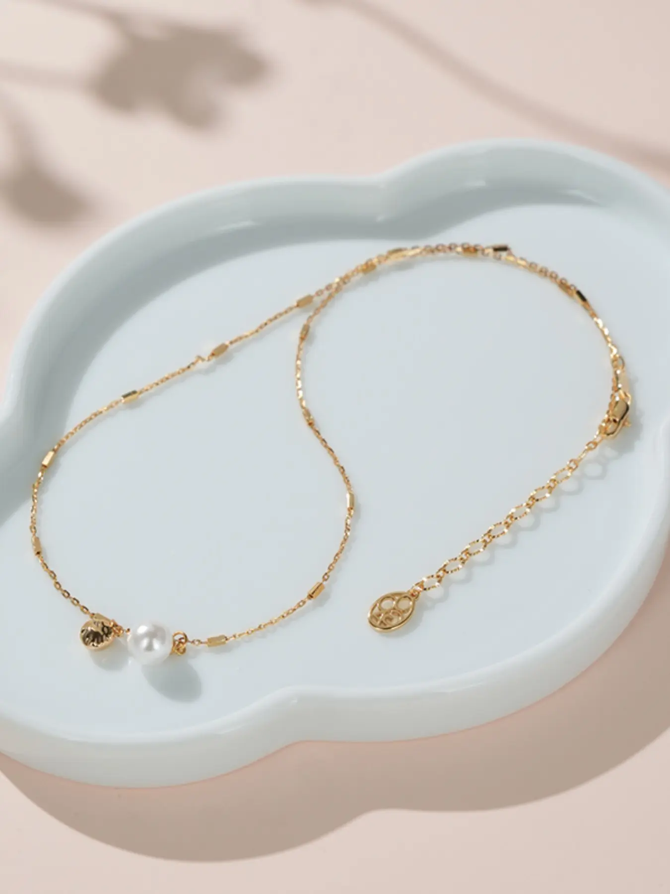 Copper Alloy Zirconia Hair Accessory, Light Gold Imitation Pearl Necklace, Anti-Oxidation Copper Alloy, Elegant Electroplating Finish