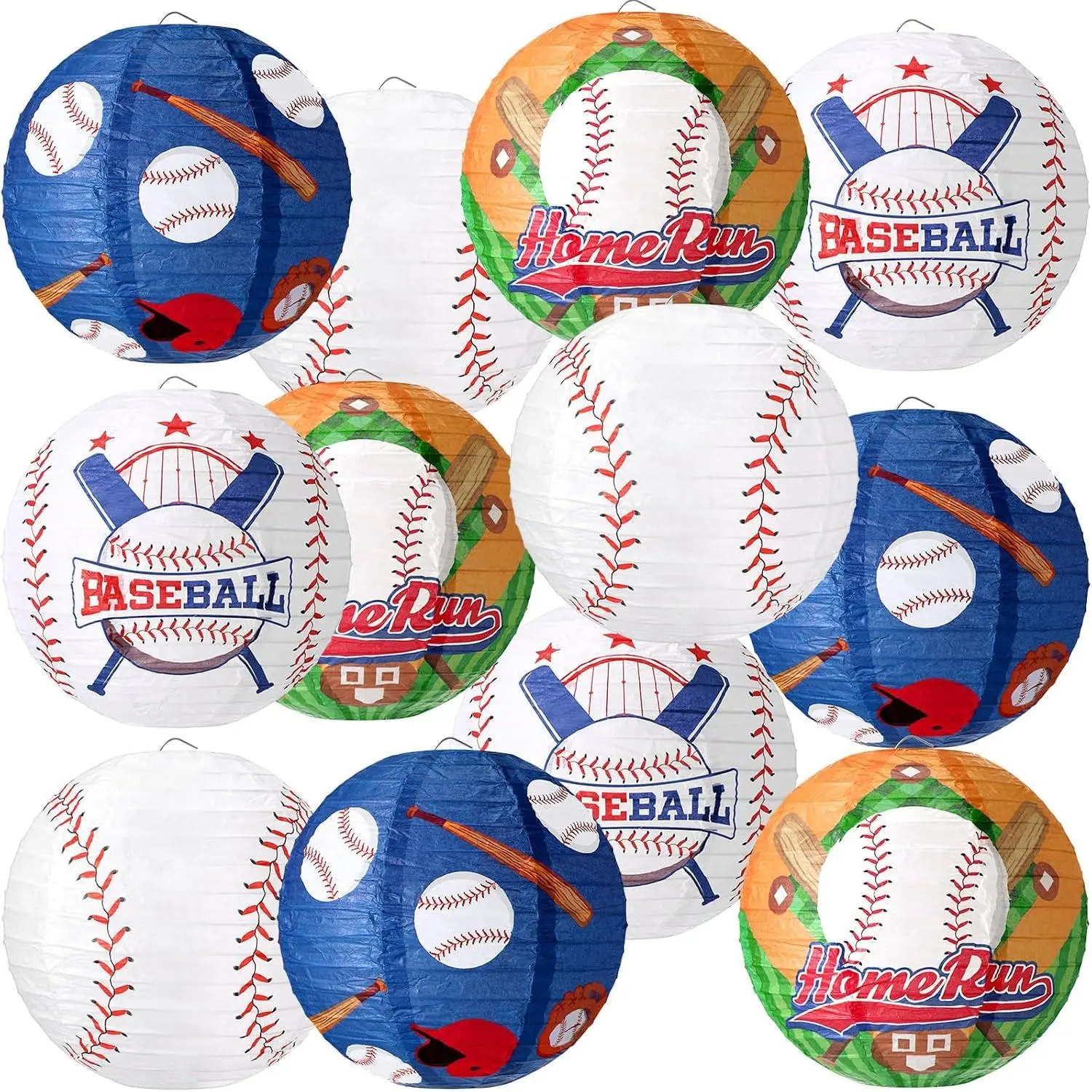 12 count Baseball Paper Lanterns  Party Decorations Baseball  Lanterns Round Paper Lamp for  Themed Birthday Party Bar Softball