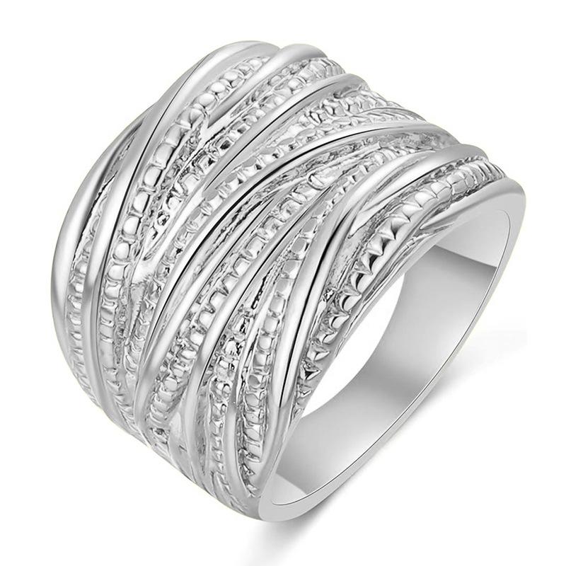 Vintage Two-Tone Twisted Texture Ring for Men & Women | Unisex Retro Statement Band