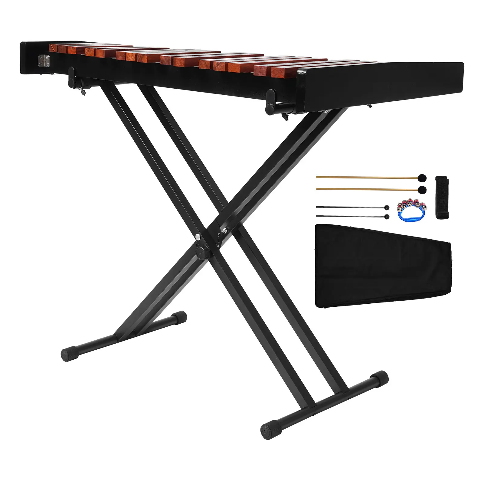 Glockenspiel Xylophone, 37 Notes, Wooden Professional Xylophone Percussion Instrument, with Height Adjustable Stand, 4 Mallets, Carrying Bag, Beginner Musical Instrument Kit for Adults and Kids