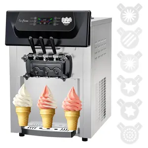 GARVEE2200W Commercial Ice Cream Machine, 3 Flavor Soft Serve Ice Cream Machine, 5.3-7.4 Gal/Hr, with LCD Touch Screen, Automatic Cleaning, High Productivity for Home Snack Bar & Restaurants