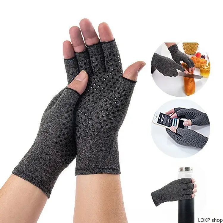 Unisex Anti-Slip Fingerless Compression Gloves - Breathable Hand Support Sleeves for Daily Office Computer Work Hand Care