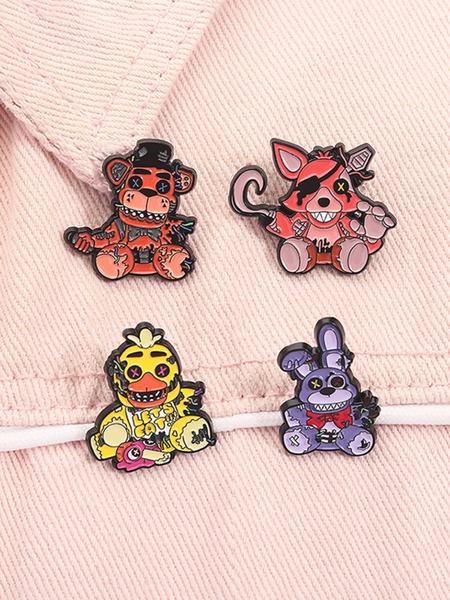 4pcs/set Five Nights at Freddy's 3 Horror Game Enamel Pins Game Characters Bonnie Freddy Chica Foxy Metal Brooches Lapel Backpack Badge Fashion Jewelry Accessories Gifts for Gamer Friends
