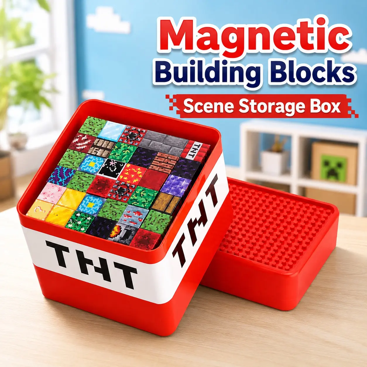 100/150/200pcs Magnetic Building Blocks Storage Box, Large Capacity Portable Organizer, Stem DIY Toy for Kids, Birthday Gift for Boys and Girls