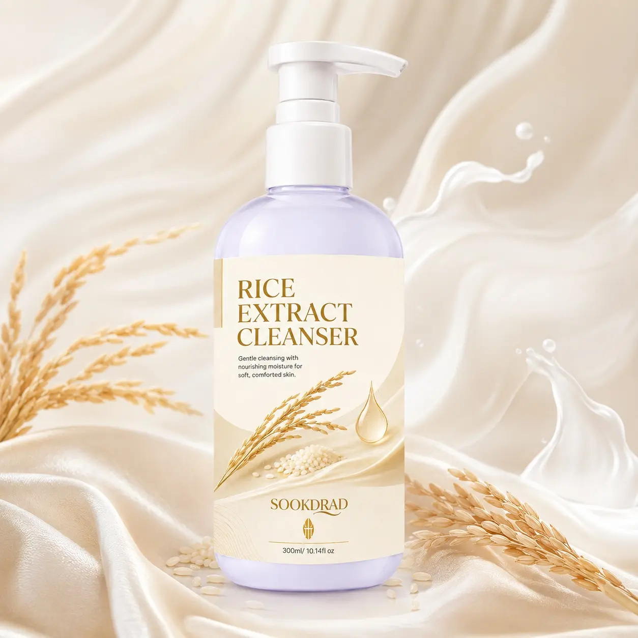 Rice Extract Cleanser, gentle cleansing, nourishing moisture, for skin, general use, soft comforted skin, daily cleansing, 300ml/10.14fl.oz