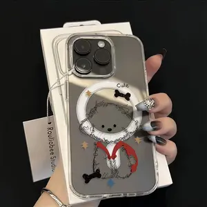 Red backpack, scribbles, little dog Magnetic Clear Shockproof CaseforiPhone 17 Pro Max/16/15/14/13/12/11/XS Max/Pro Max / Pro /Plus / Air / Mini / 16E |   Ultra-Thin &Lightweight, MagSafe Compatible,Drop-Resistant/phone case deals