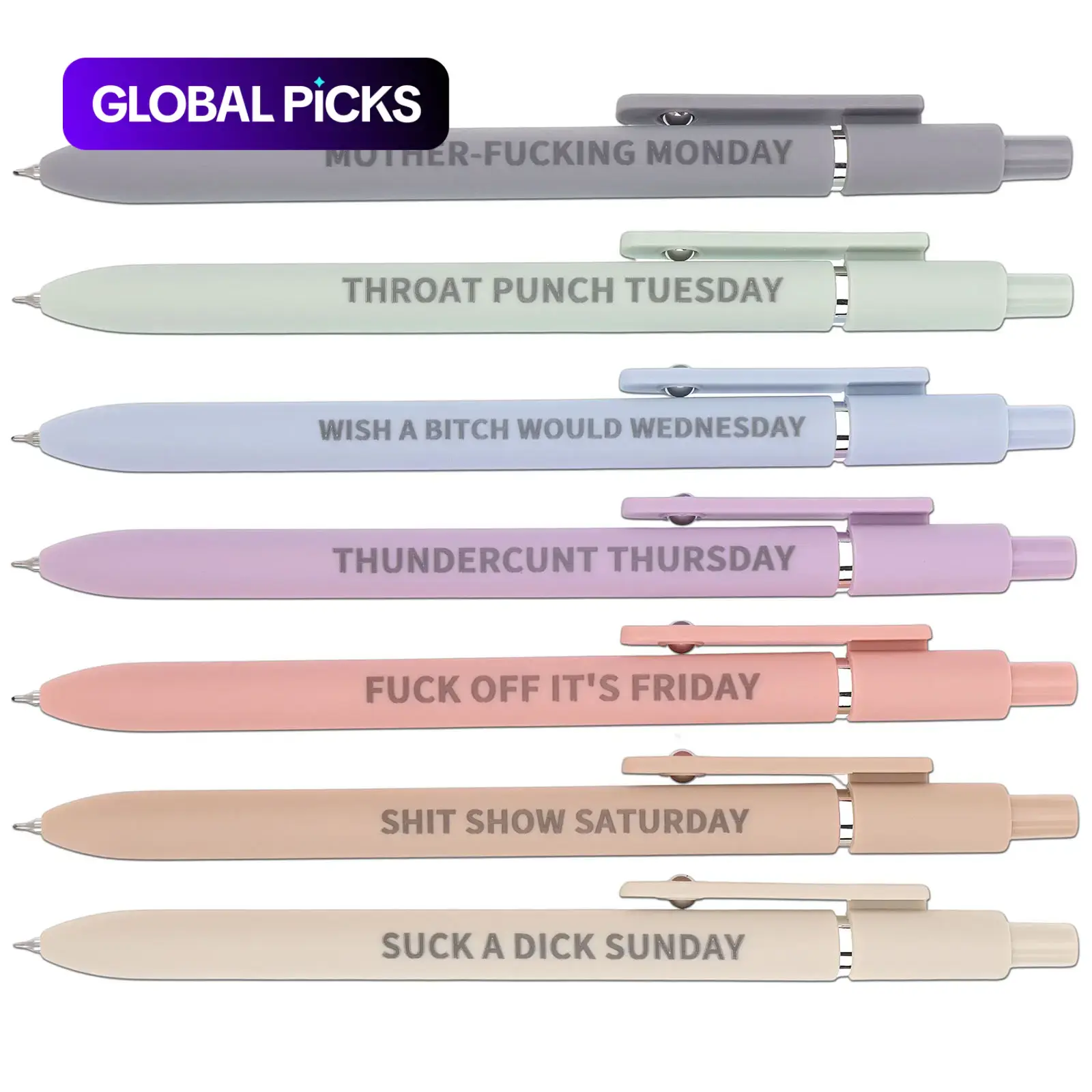Creative Gel Ink Pen, 7/10pcs Pen Set Daily Emotional Wording Writing Pens, Smooth Writing Pen, Office Stationery and Supplies