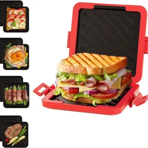 1 Pc Silicone Sandwich Maker – Microwave and oven-safe breakfast tray for sandwiches, waffles and toast. Non-stick easy-clean baking mold for quick homemade snacks, reusable kitchen cooking accessory.