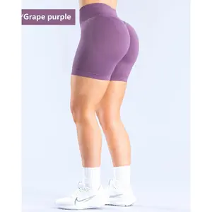 DF mid-low waist high-elasticity matte nylon three-section waist ruched butt-lifting seamless three-quarter shorts for fitness, yoga, and cycling