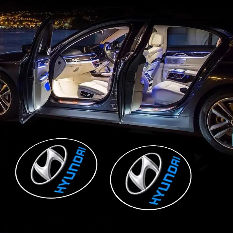 2PC Led Car Door Welcome Light Logo Shadow Projector Laser Lamp Car Welcome Lights For Hyundai I10 I20 I30 IX20 IX35 Tucson Solaris Accent Azera Auto Accessories