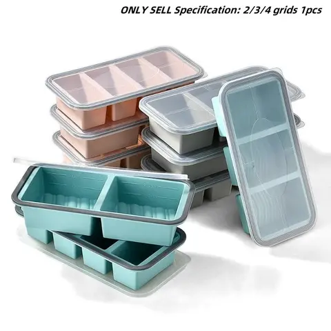 Silicone Kitchen Food Freezer Stackable Storage Container with Lid, Food Sealing Containers, Airtight Lunch Containers, Heat-Resistant Easy-Clean Design with Non-Slip Base & Sealed Soft Cover, Airtight Bento Boxes for Family Meal Prep