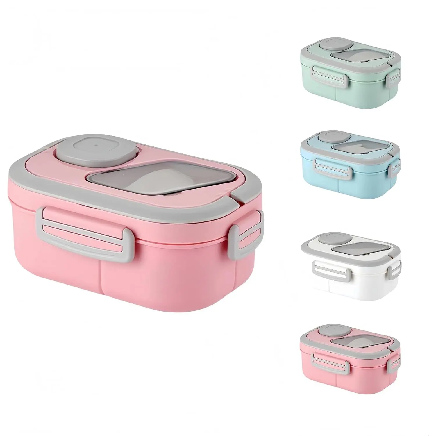 40oz Adult Bento Box with Multiple Compartments, Food - grade PP, Built - in Handle, Leak - Proof, Microwave & Refrigerator Safe (Pink)