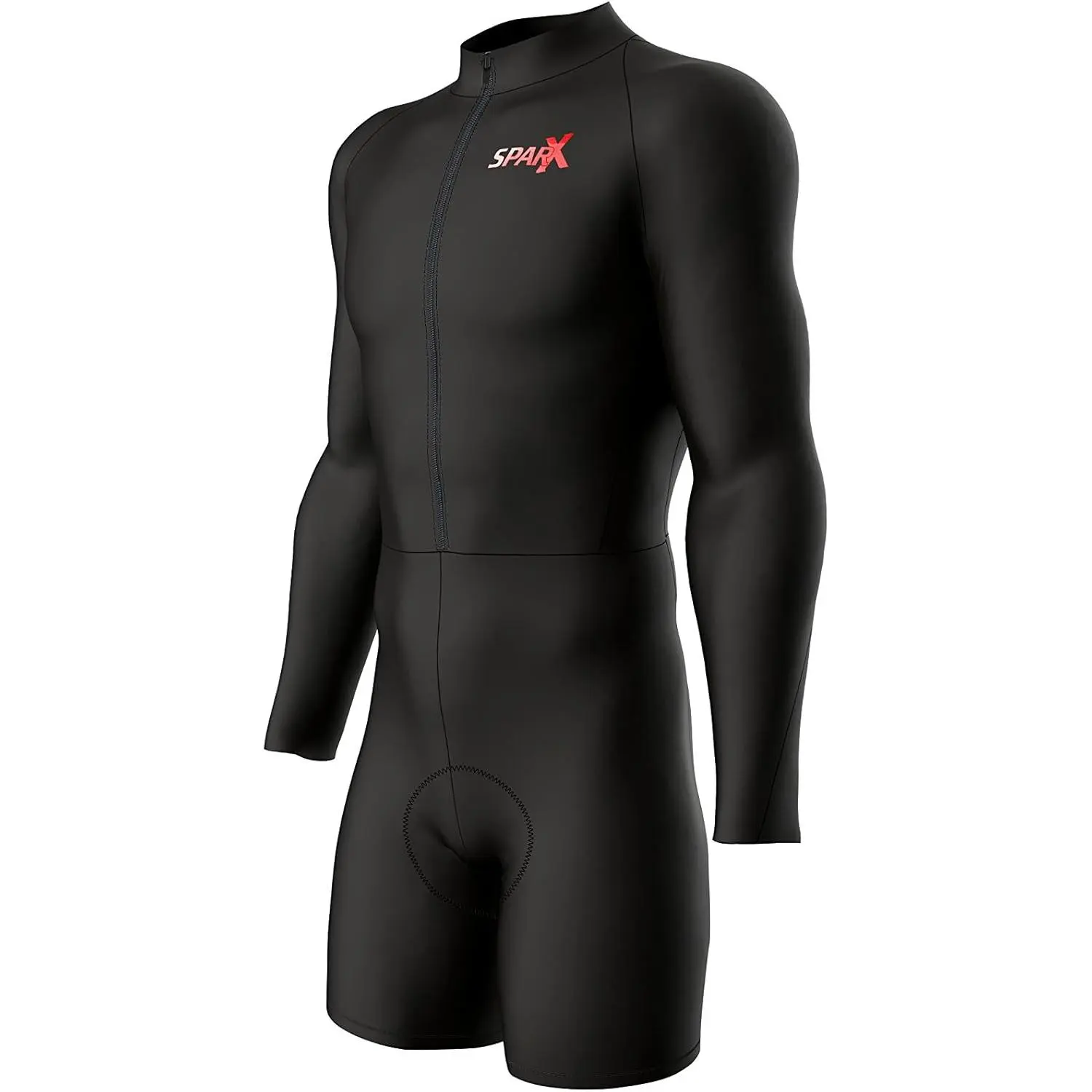 Sparx Long Sleeve Cycling Skinsuit, Pro Team Look Cycling Gear with Performance Fabric, Skin-Tight Cut & 2D Padded Seat for Bike Racing, Sporty Chic