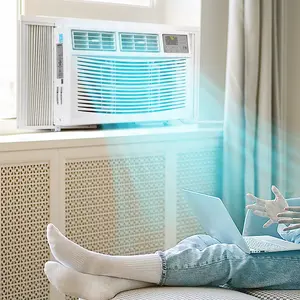 8000 BTU Window Air Conditioner, WiFi Enabled, Energy Efficient, Quiet AC Unit with Dehumidifier, Remote Control, 115V, for Rooms Up to 450 Sq.ft,Remote and App Control, Timer for Small Rooms