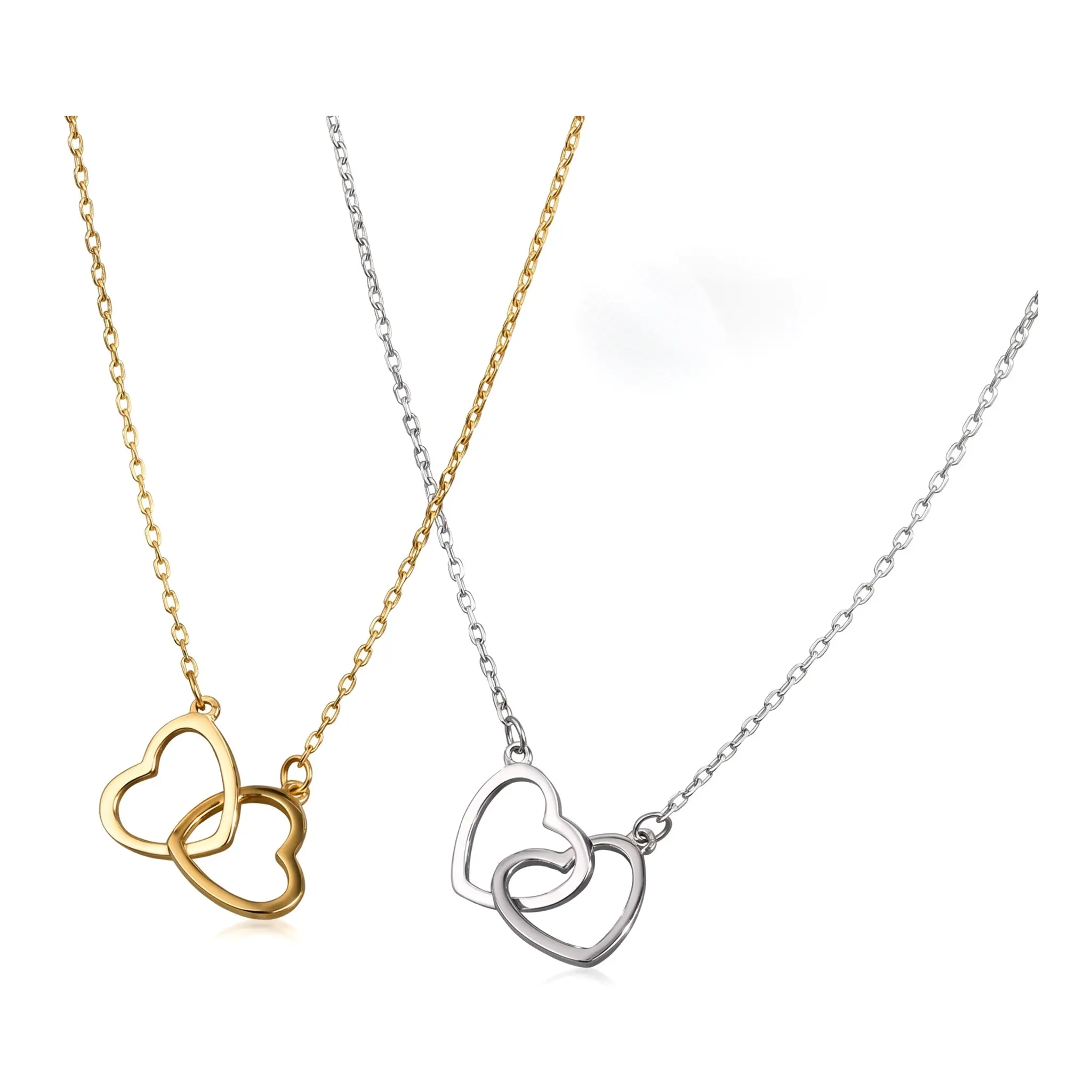 Women's Non-Natural Crystal Layering Necklace - Cute Double Heart Pendant, Minimalist Dainty Chain, Chic Essential Jewelry for Casual Wear & Gifting, 4th of July Accessories for Women, Teen Girl GF Gift