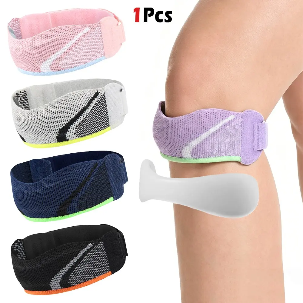 1Pcs Patellar Tendon Support Strap with Shock-Absorbing Silicone Pad, Adjustable Compression Patella Knee Band for Men Women Knee Stabilizer for Running, Cycling, Hiking, Basketball, Badminton, Soccer, Jumpers Knee