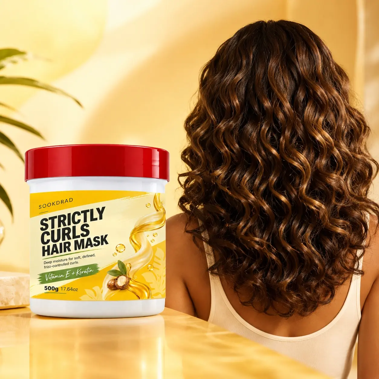 Strictly Curls Hair Mask, Vitamin E, Keratin, deep moisture, soft defined curls, frizz control, curly hair care, 500g