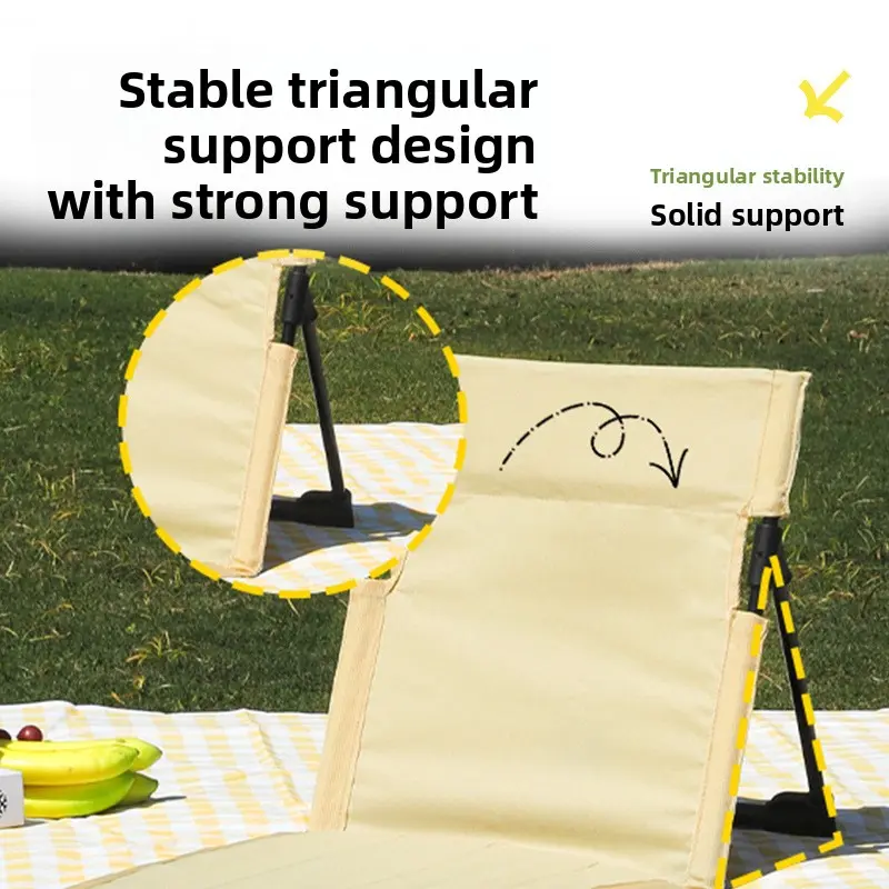 Outdoor Lawn Chair with Backrest, Lightweight Foldable Camping Chair, Portable Beach & Park Lounge Chair, Lazy Grass Mat