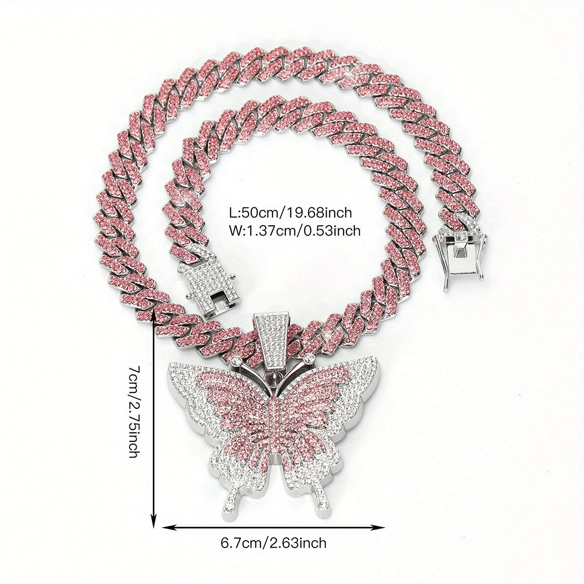 Colorful Butterfly Pendant Necklace, Various Colors of Cuba Chain Can Be Selected, Beautiful And Elegant Collocation