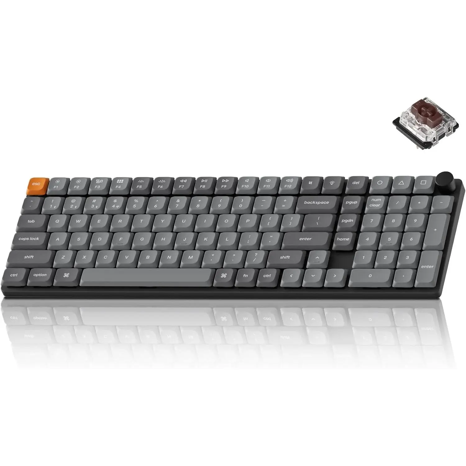 K17 Max 96% Layout QMK/Launcher Ultra-Slim /Type-C Wired Mechanical Keyboard with White LED Backlit, Low-Profile Gateron Mechanical Brown  Compatible with  Windows Linux