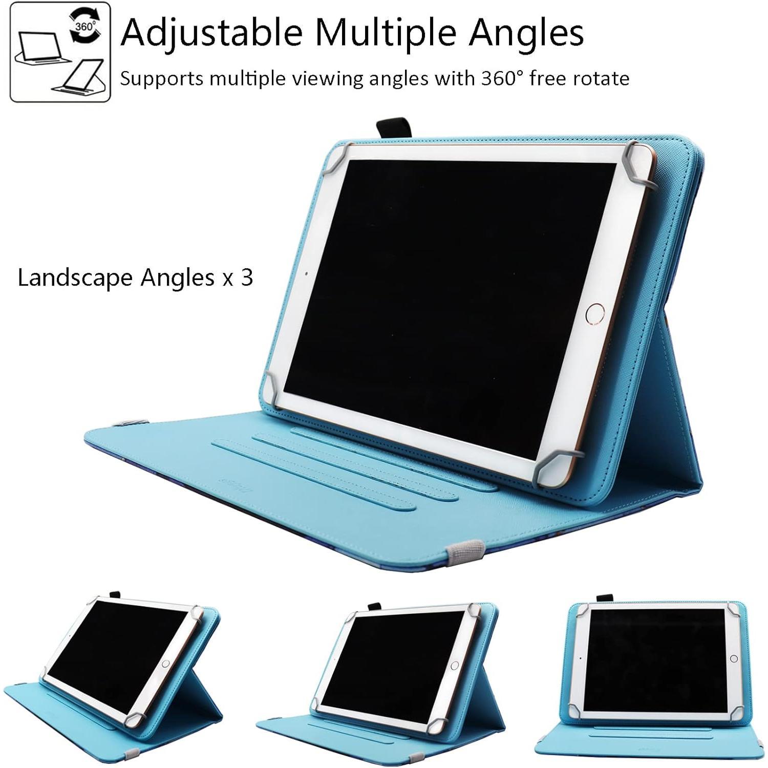 Universal 10 10.1 Inch Android Tablet Case,  360  Rotating Multi-Angle Viewing Stand Universal Case Cover for 10 10.1 and All 9.5-10.5 Inch Tablet, Shiny Butterfly
