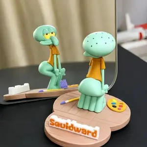 Funny Squidward Cartoon Phone Stand, Spongebob Squarepants Desktop Decor, Creative Gift Idea, Unique Desk Accessory, Fun Office Decoration