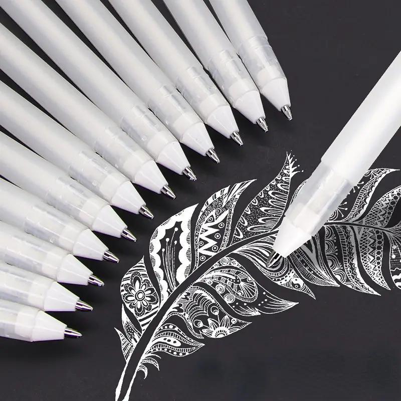 White Marker Pens (5 Counts), Portable White Gel Pen Set, Writing & Drawing for Students, Office, School, Home, Fine Tip Markers, Fine Point Pens