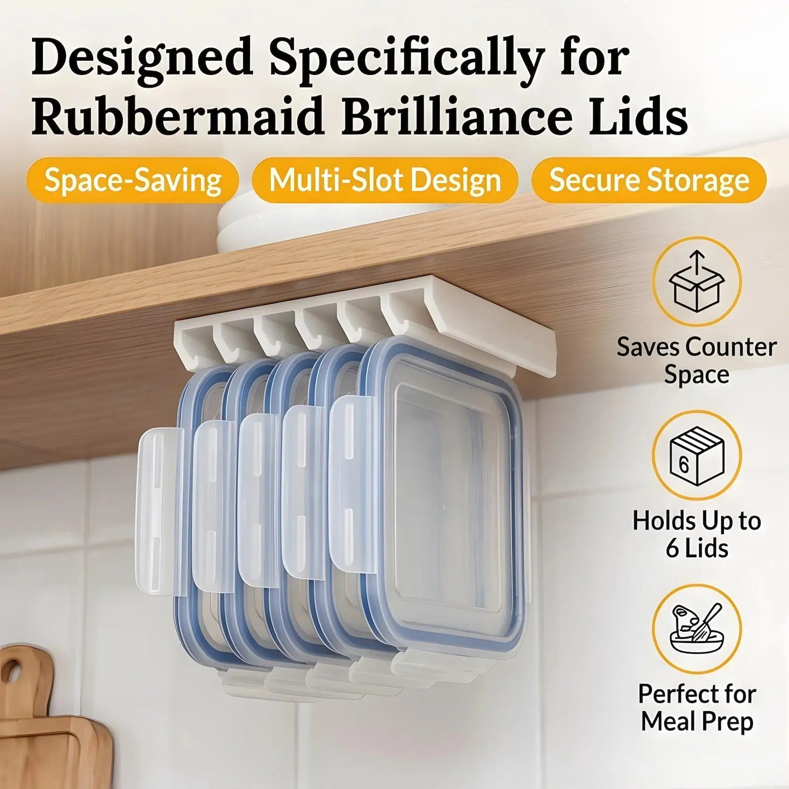 Under Cabinet Organizer Rack Kitchen Food Container Lid Holder Space Saver Shelf Hanger Bracket No Drill Self Adhesive