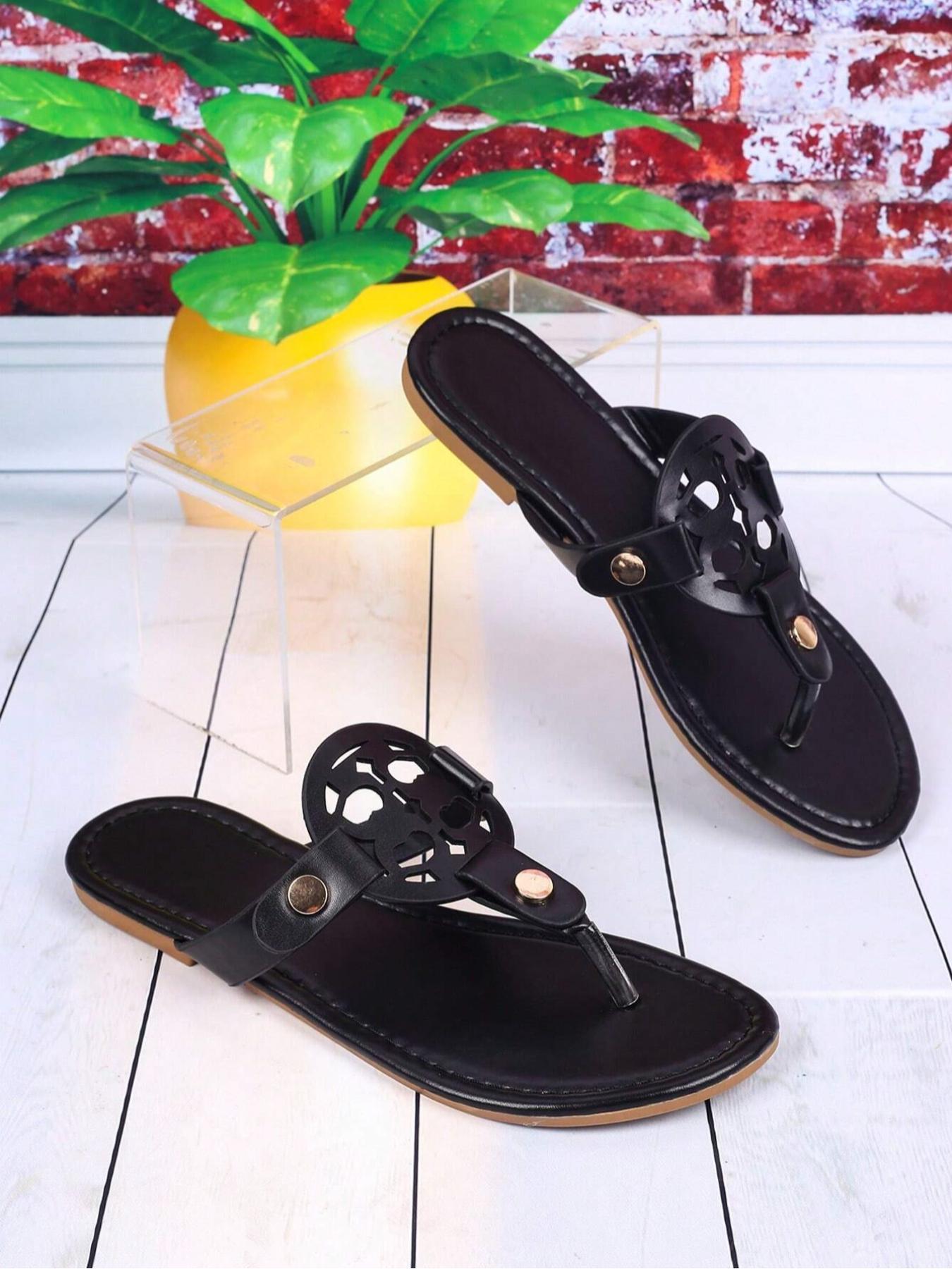 Women's Fashionable Hollow Out Design Slide Sandals, Casual Comfortable Flat Sandals for Summer, Lightweight Breathable Shoes for Daily Wear, Footwear Strap Slides, Classy Sandals