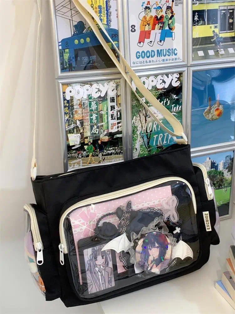 Nylon Aesthetic Transparent Display DIY Basges Students Subculture JK Crossbody Shoulder Bags Casual Sweet Girls Ulzzang Ita Bag
