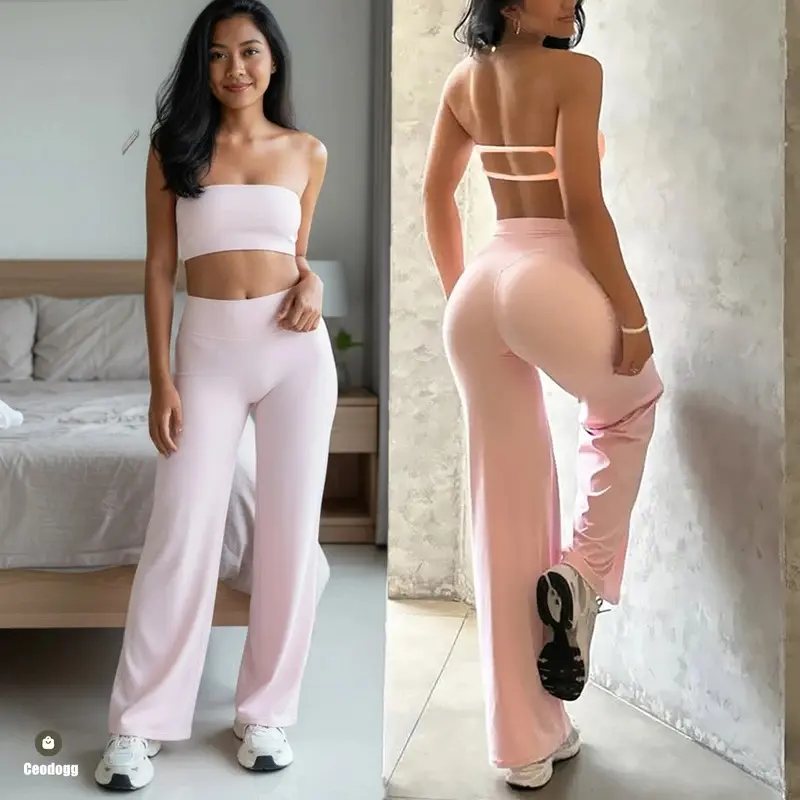 2PCS Yoga Set Women Yoga Pant Workout Tracksuit Sportswear Gym Waist Straight Leg Bottoms Fitness Bta Suit XP01,Seamless,Bra,Leggings,Backless,Halter,Crop,Scrunch,Butt,stylish,activewear,,daily,outfit,,Insulated,Hunting,Camo,mfvim,woman,,athletic,