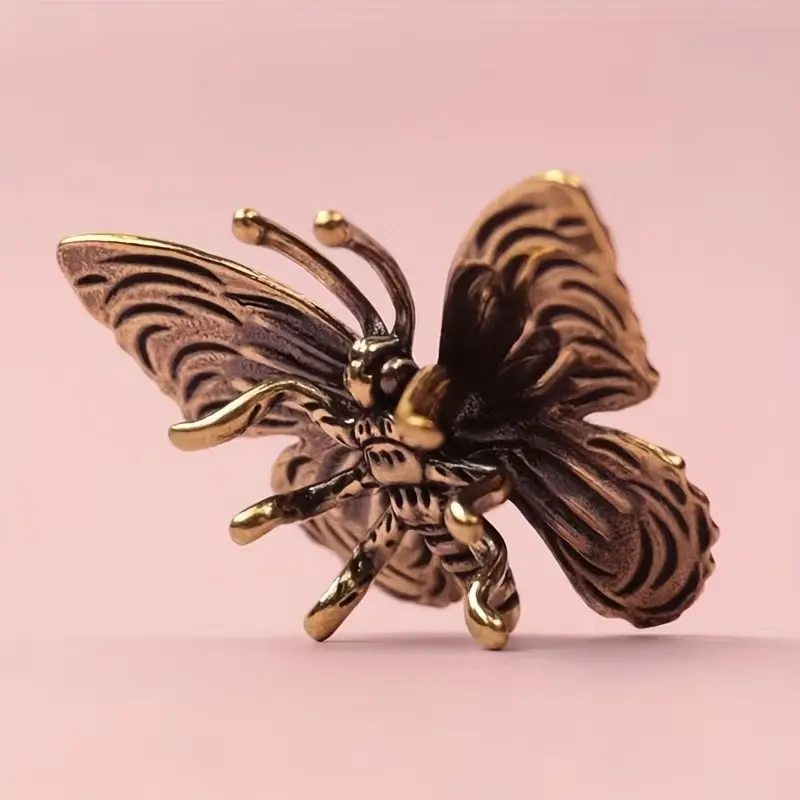 Bring Art Deco Glamour to Your Space – Copper Butterfly Statue, Hand-Finished Metal, No Electricity Needed, a Timeless Accent for Tabletop, Shelf & Car