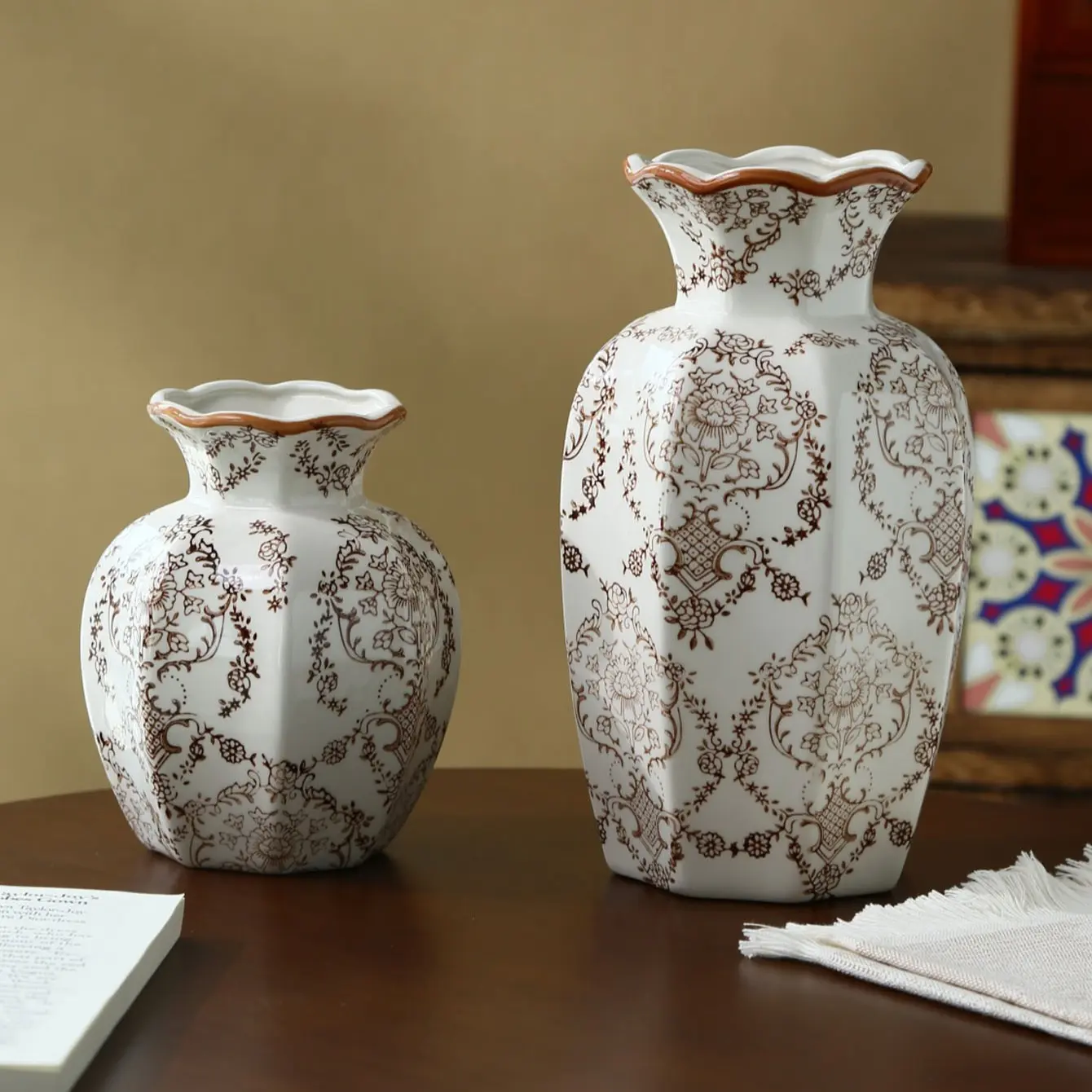 New Style Blue and Porcelain Vase, New Chinese Style Decorative Piece, Living Room Floral Arrangement, Entryway Decoration