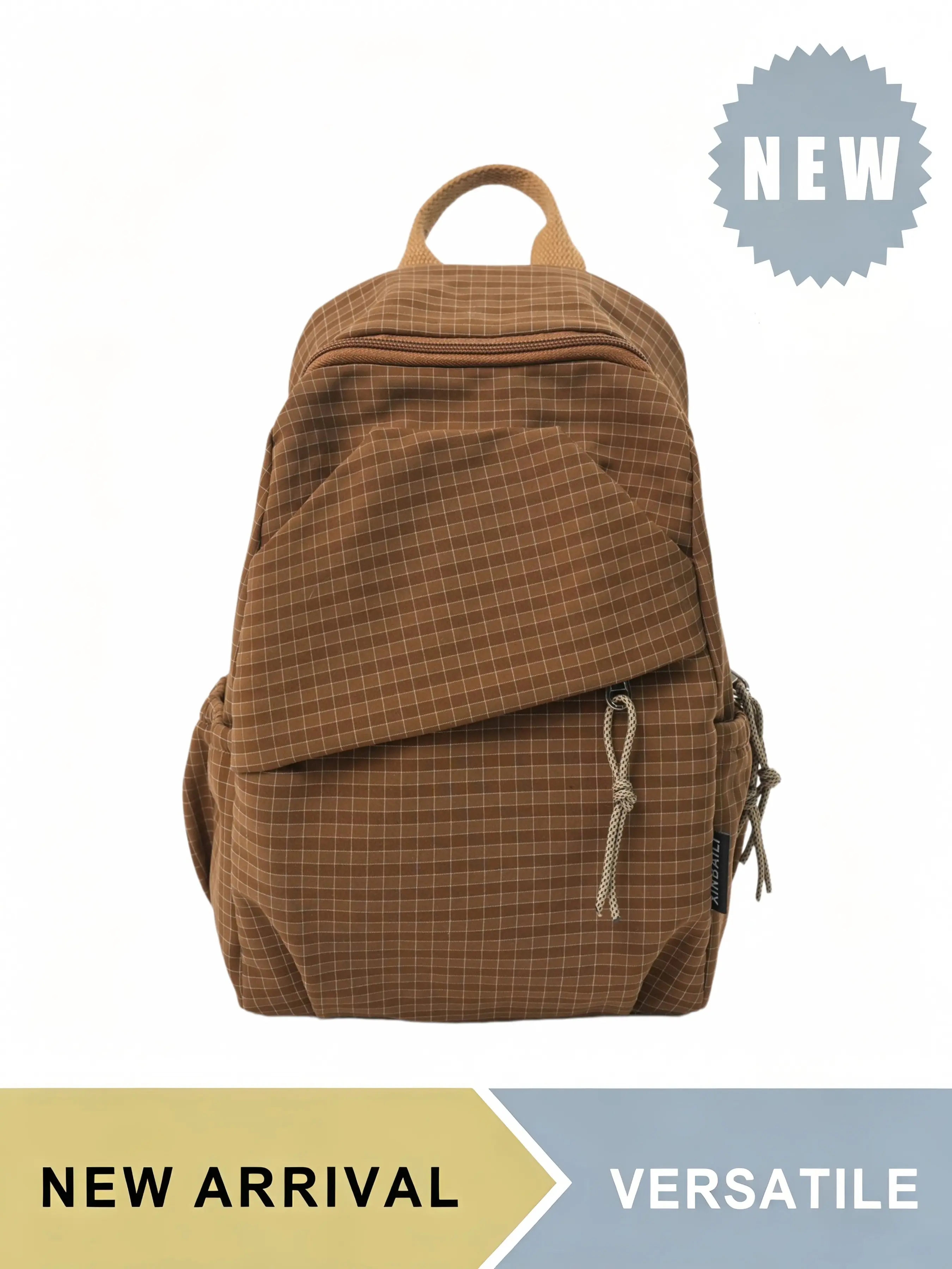 Vintage Plaid Grid Mini Backpack for Men Women Teens, Lightweight Water Resistant Casual Daypack with Side Water Bottle Pocket & Adjustable Straps, Multiple Colors Available, Ideal for Daily School Travel Hiking Picnic Outdoor Activities