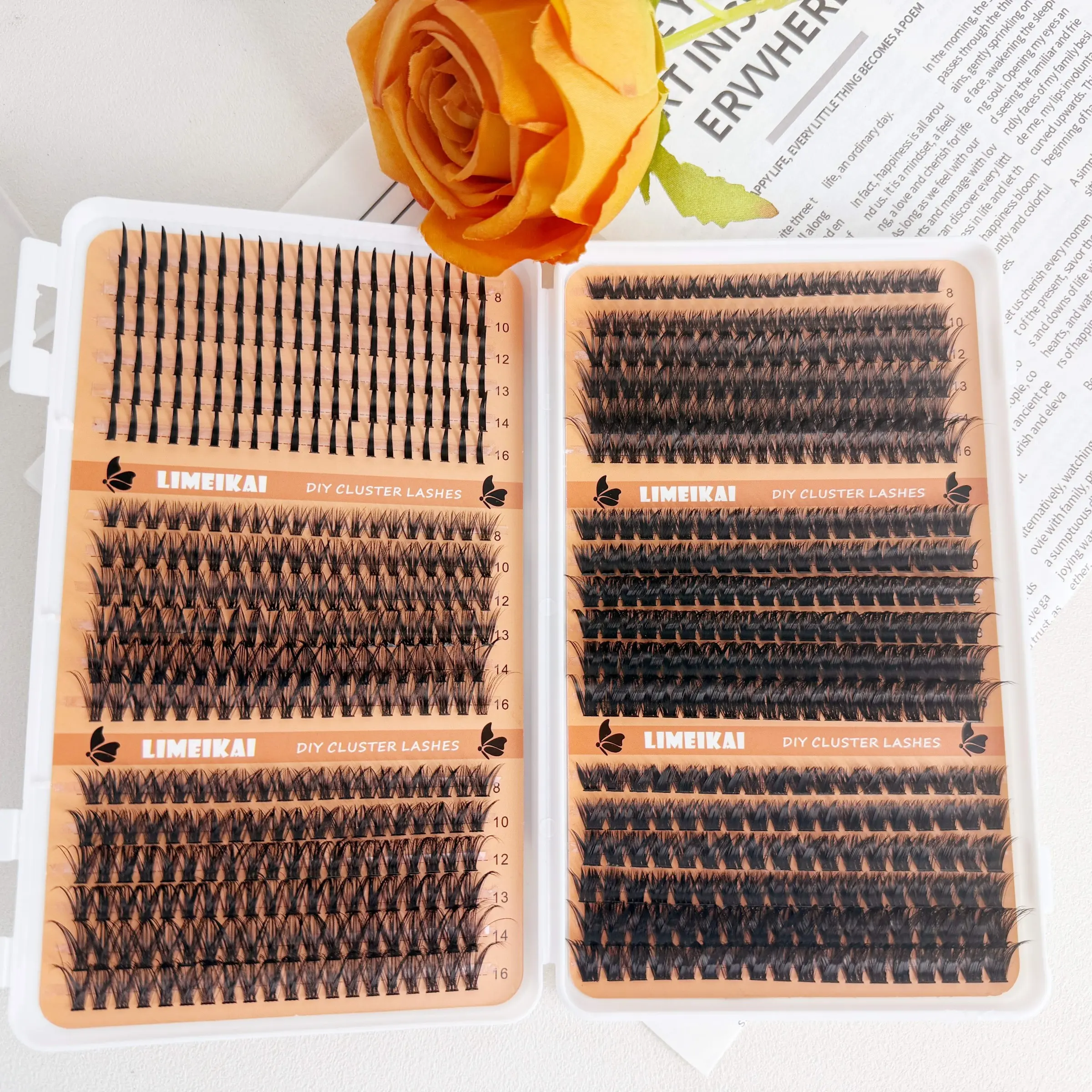 1 Box of 708 Fluffy Eyelash Clusters, 30D-100D Thick Anime Material, D-Curved Lash Extensions, Dense Single-Strand Lashes