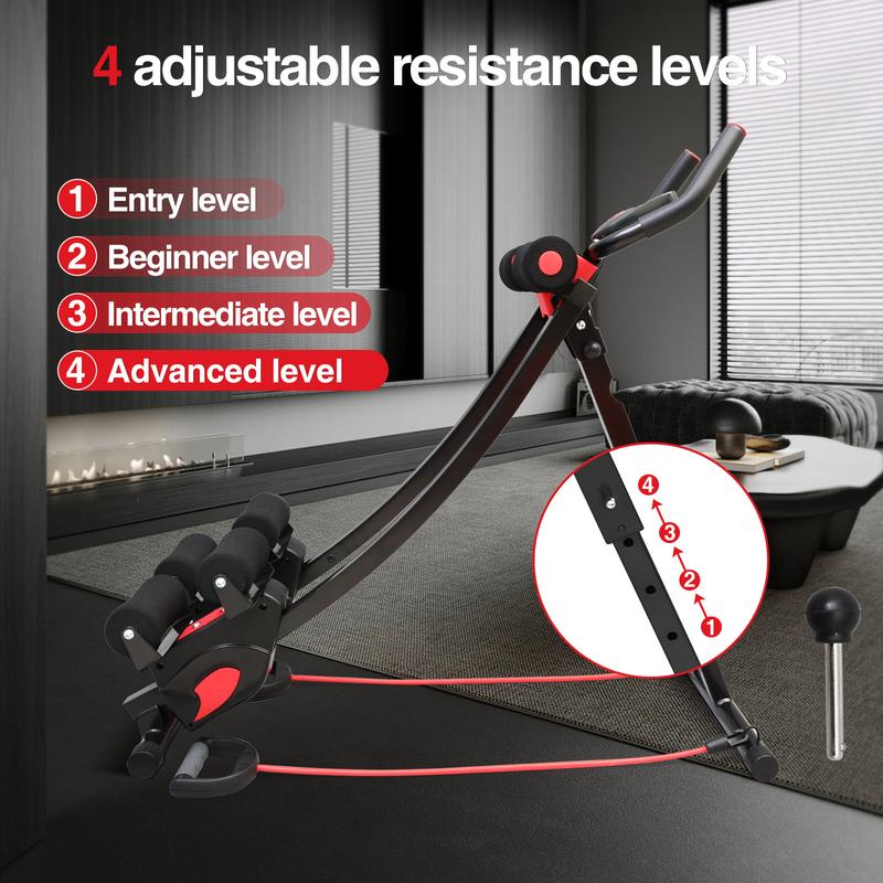 440 Lbs Ab Workout Weight Capacity Equipment, Ab Machine For Home Gym, Foldable Core & Abdominal Exercise Machine, Adjustable Ab Machine Full Body Workout Exercise Fitness Equipment Adjustable Height With Resistance Bands, Dual Track Ab Machine