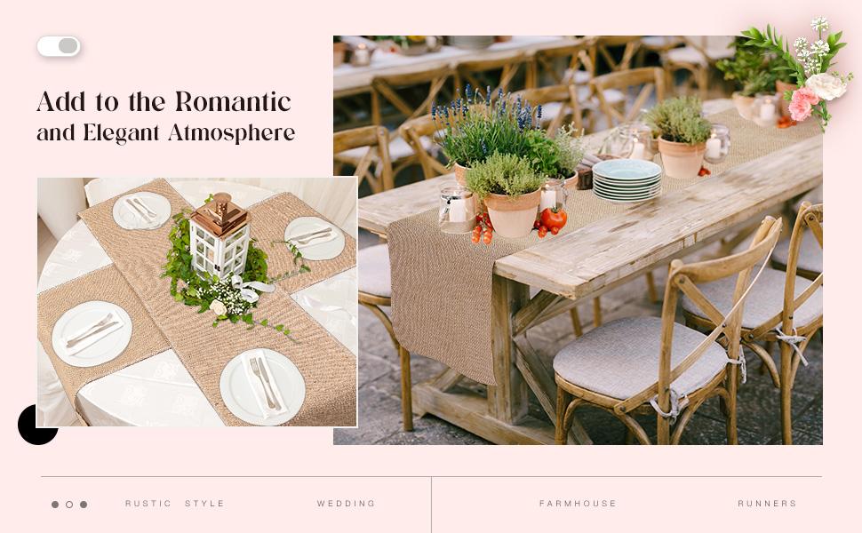 Burlap Table Farmhouse Khaki Jute Runner Rustic Wedding Burlap Table for Birthday Engagement Home Dining Decorations(12 Pack,12 x 108 Inch)