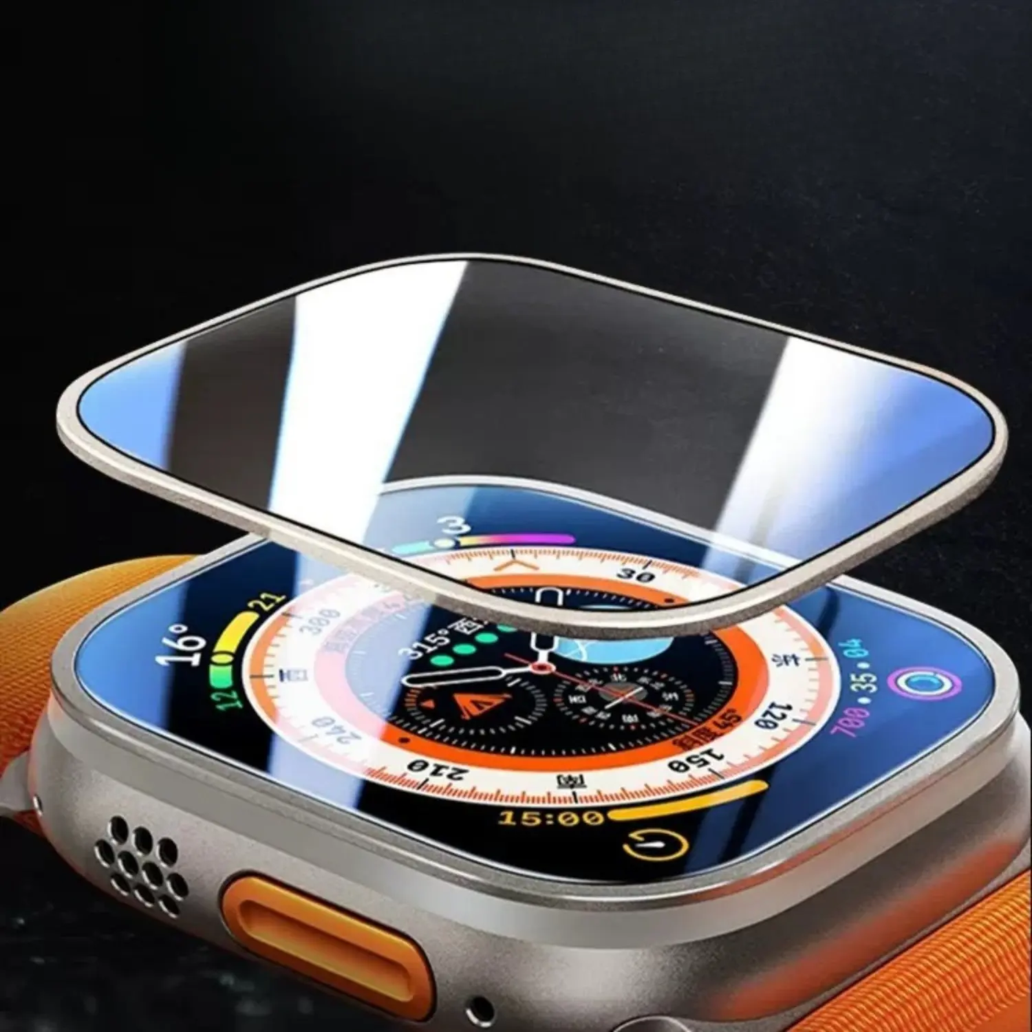 Metal Frame Tempered Glass Screen Protector Compatible with Apple Watch Ultra 2 49mm Series 10 9 45mm 46mm Slim Cover Bumper Accessories