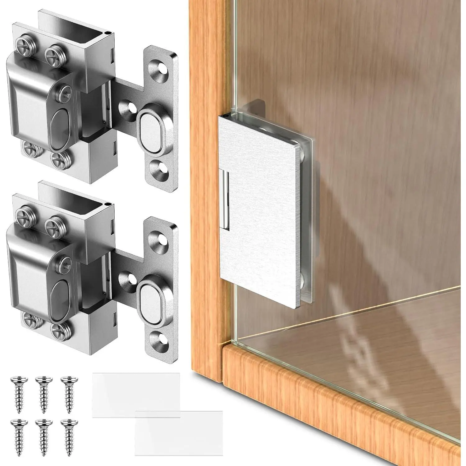 Glass Door Hinges,Soft Close,304 Steel for 5-8mm Thick Glass Door | Glass Cabinet Hinges with Hydraulic Soft Close, Hold, for Cabinets,Displays,DIY Furniture(,2 Pack)