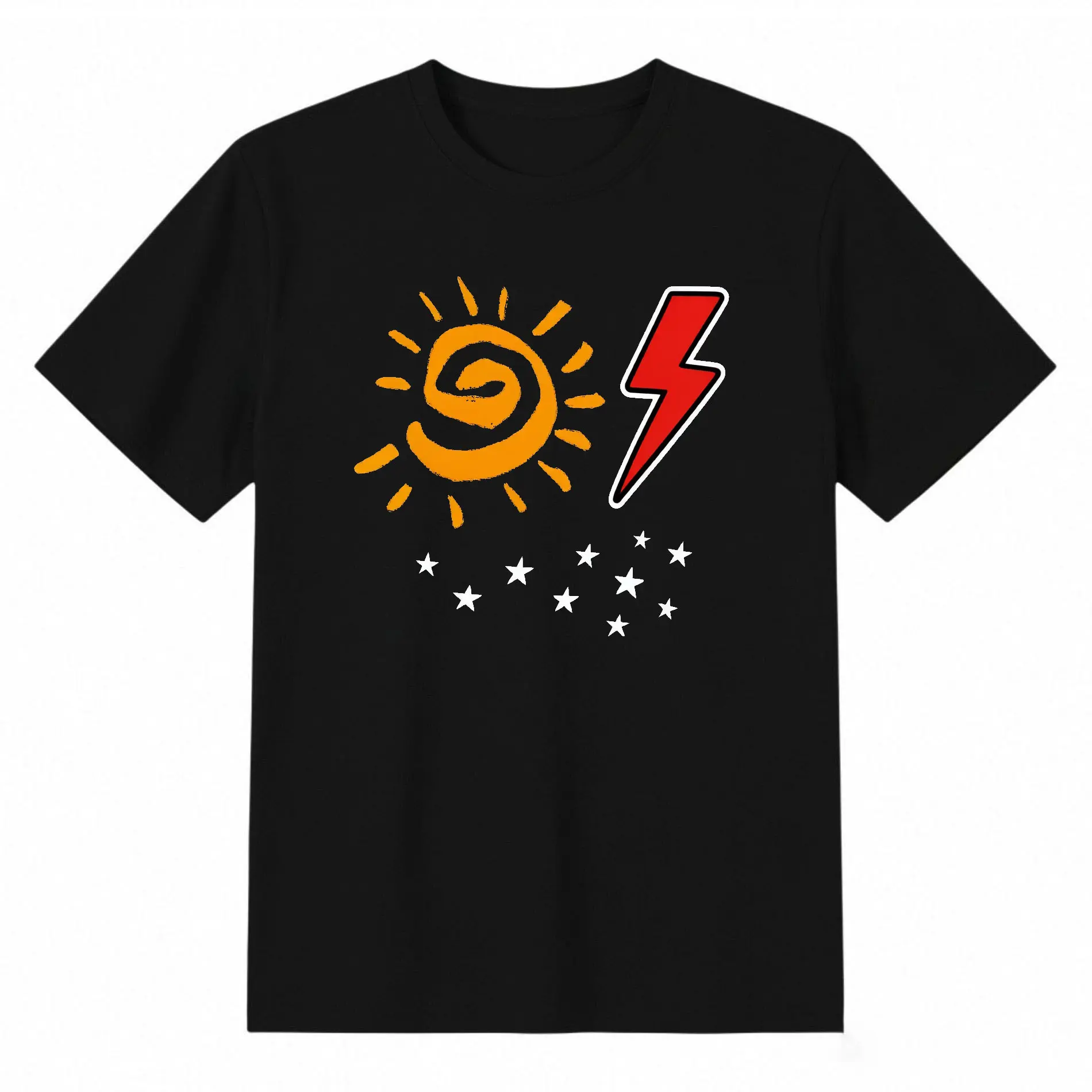 Lightning Bolt & Spiral Light T-Shirt - Soft Round Neck Short Sleeve Blouse-Compatible Top Suitable for Casual Wear, Everyday Outfits, Spring Summer Fall Outfits, Machine Washable Lightning Bolt for Home & Gatherings summer casual short sleeve tee
