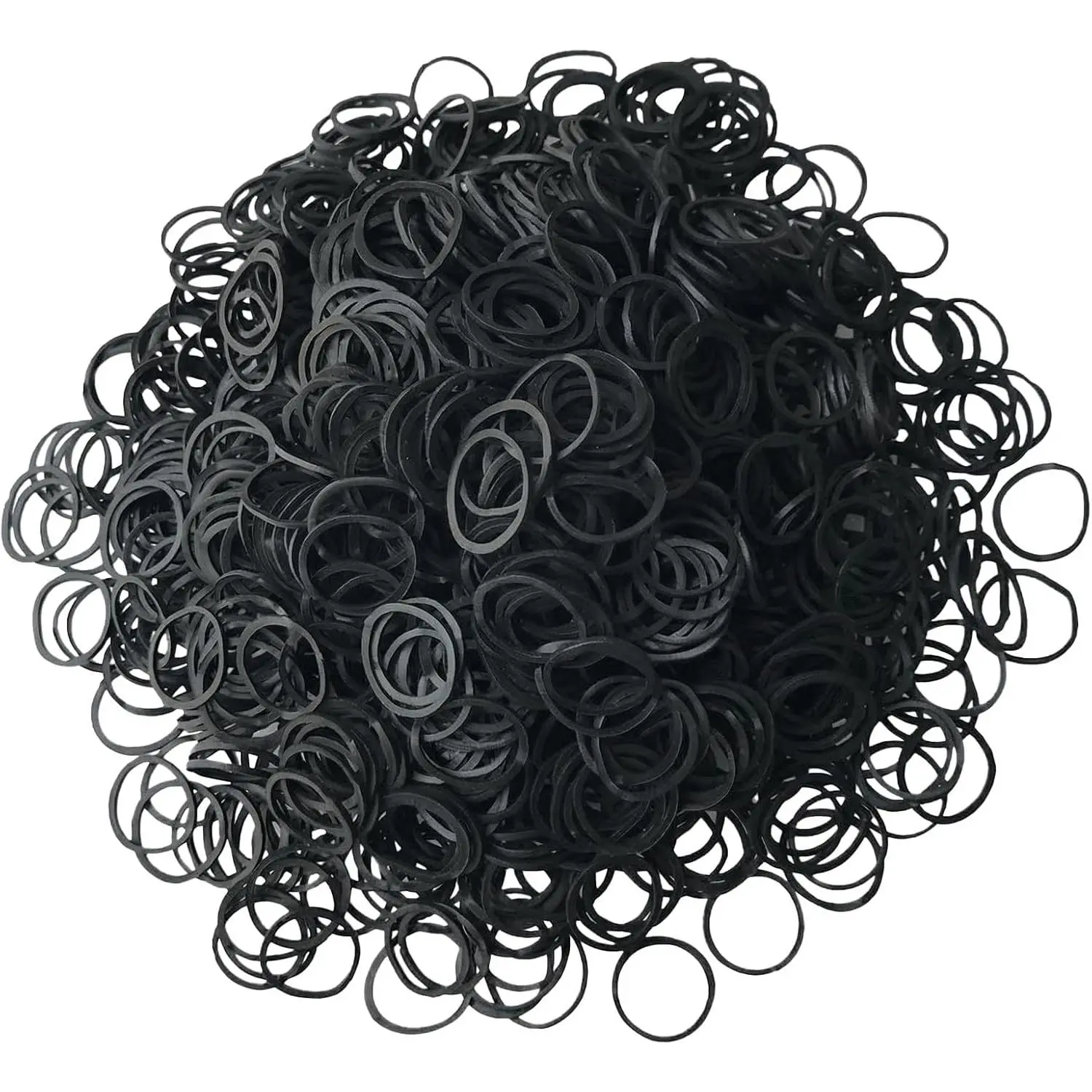 1200 Pcs Black Rubber Bands, Mini Hair Rubber Bands, Rubber Hair Ties, for Kids Hair, Braids Hair, Wedding Hairstyle and More (Diameter 15 mm, Black)