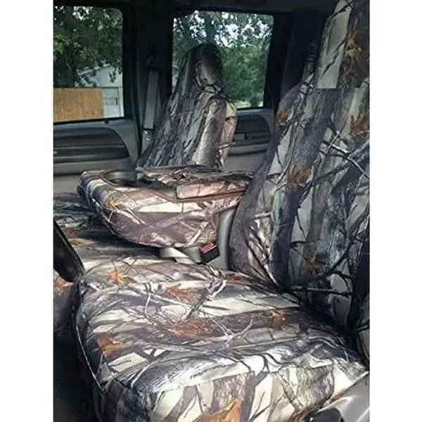 Endura Camo XD3 Vehicle-Specific Fit Seat Cover - 2 Buckets, Water Resistant Synthetic Fibers, Industrial Polyester, Waterproof, for 2002-2010 F250-F550 40/20/40 Front Split Bench with Molded Headrests, Open Top Center Console, Outdoor Protection