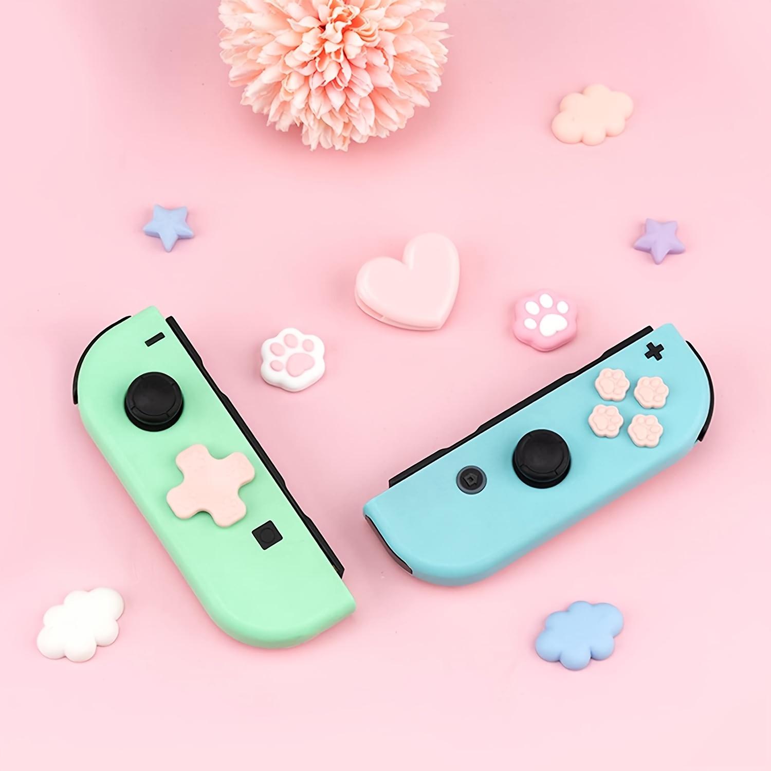 Silicone Cat Paw Button Caps for Switch/OLED Joystick - Pink, Non-Slip Grip, Durable & Washable, Compatible with Switch/OLED Rocker Caps, Cute Cat Paw Design for Enhanced Gaming Experience, Cat Accessories for Switch, Playful Accessory, Soft Texture