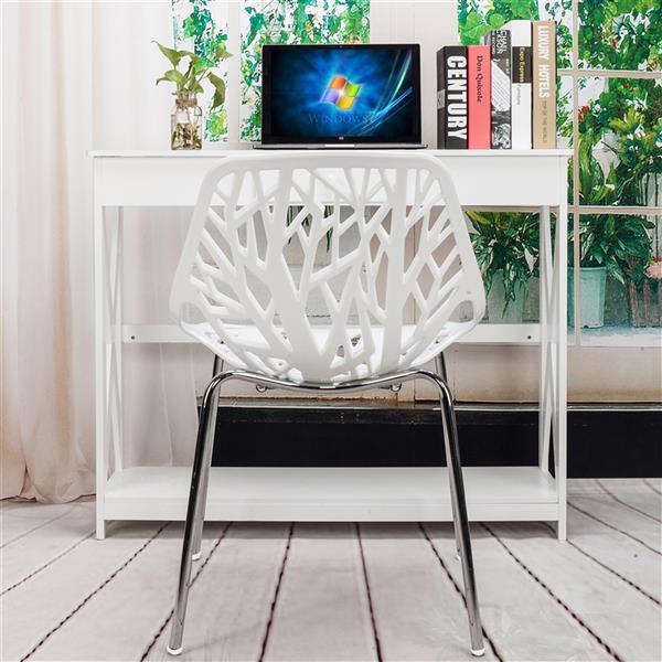 4pcs Modern Stackable Chair Set of 4,Kitchen White Dining Chairs,Birch Sapling Comfy Chairs for Dining Room,Living Room,Waiting Room (White) 4pcs Modern Stackable Chair Set of 4,Kitchen White Dining Chairs,Birch Sapling Comfy Chairs for Dining Room,Living Room,Waiting Room (White)