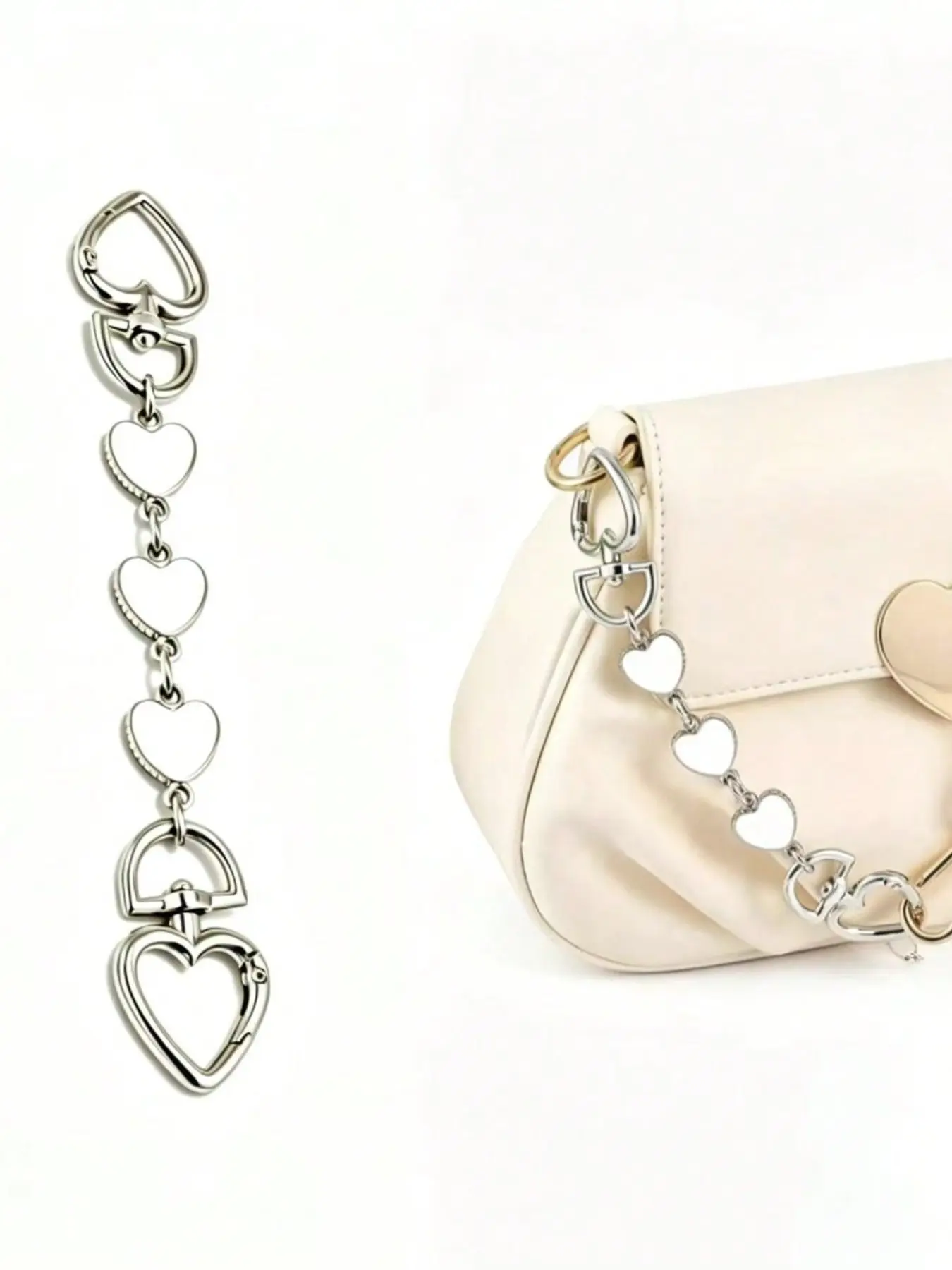 Heart-Shaped Bag Extender Chain, Wallet Strap Extender, Replacement Accessory for Handbags, Crossbody Bags, Shoulder Purses